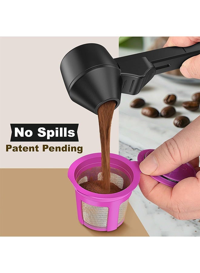 Coffee Scoop & Funnel for Reusable K Cup Refillable Coffee Pods, Coffee Measuring Spoon 2 Tablespoon Capacity, Scoop with Funnel for Ground Coffee, Protein Powder, Tea (Black, 2 Pack) - Image 3