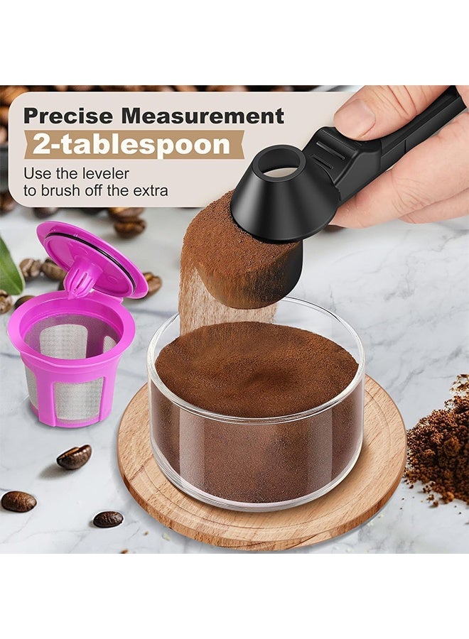 Coffee Scoop & Funnel for Reusable K Cup Refillable Coffee Pods, Coffee Measuring Spoon 2 Tablespoon Capacity, Scoop with Funnel for Ground Coffee, Protein Powder, Tea (Black, 2 Pack) - Image 2