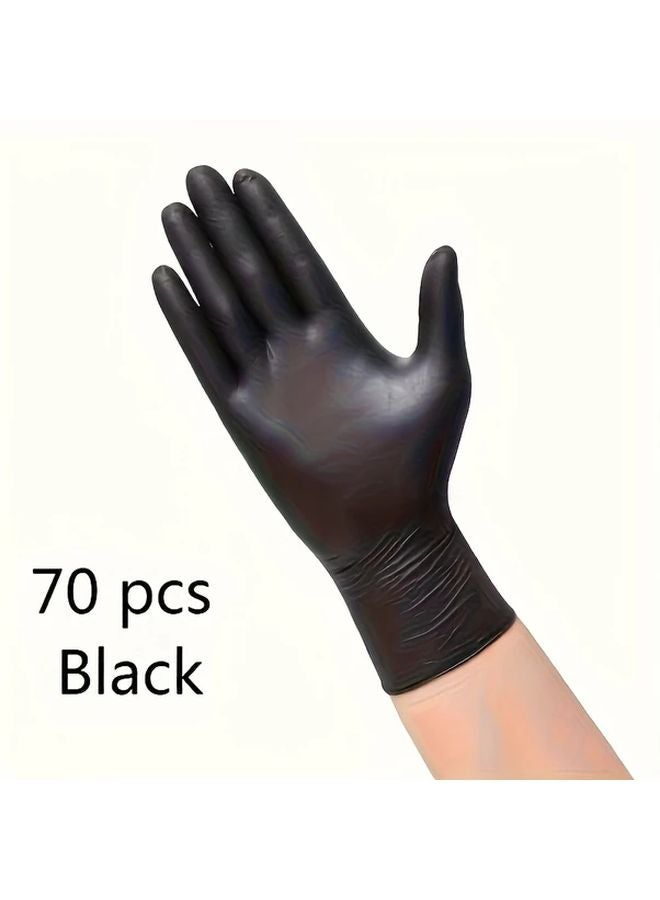 Black Nitrile Disposable Gloves 70 Pairs Size L Waterproof Durable For Tattoo Salon Restaurant - Image 1