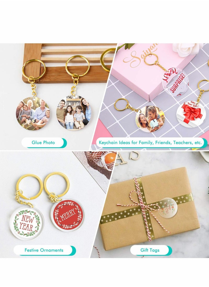 Excefore - Acrylic Keychain Blanks, 120pcs Blank Keychains for Vinyl Kit Including 30pcs Discs, keychain Tassels, Gold Key chain Rings and Jump DIY Keychain, Craft - Image 1