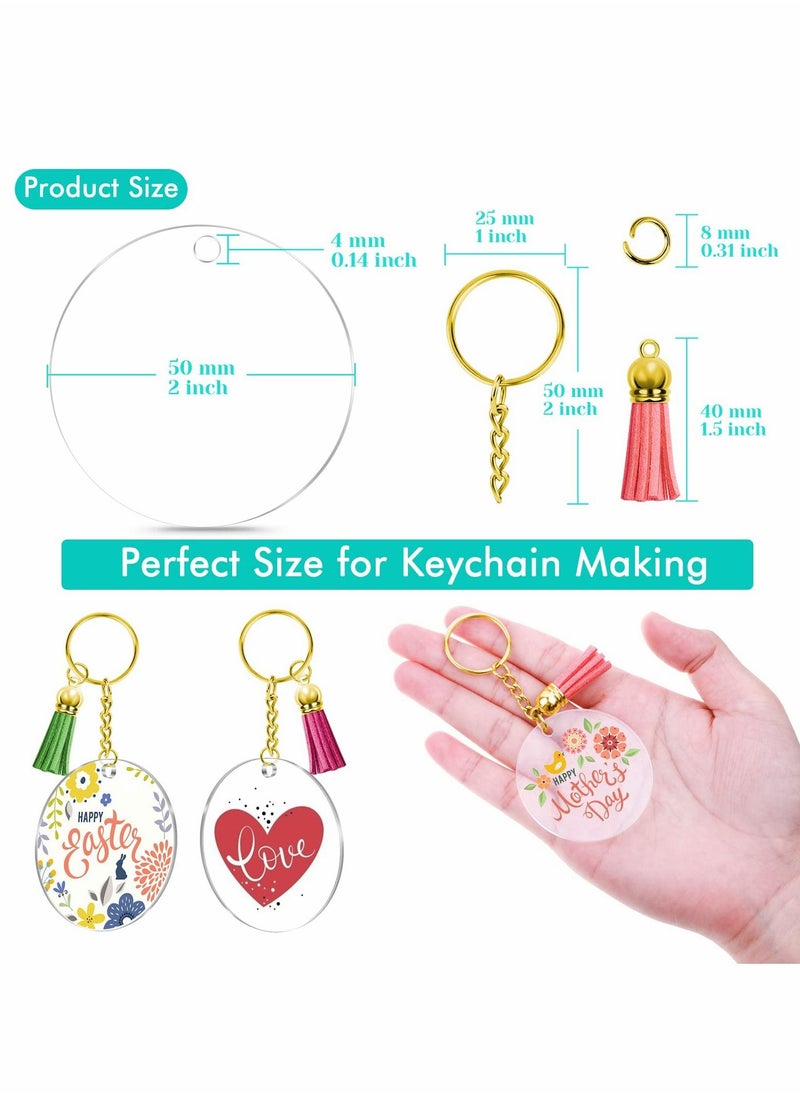 Excefore - Acrylic Keychain Blanks, 120pcs Blank Keychains for Vinyl Kit Including 30pcs Discs, keychain Tassels, Gold Key chain Rings and Jump DIY Keychain, Craft - Image 1