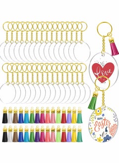 Acrylic Keychain Blanks, 120pcs Blank Keychains for Vinyl Kit Including 30pcs Discs, keychain Tassels, Gold Key chain Rings and Jump DIY Keychain, Craft