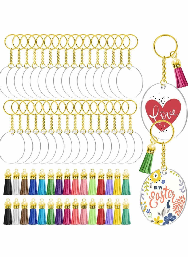Excefore - Acrylic Keychain Blanks, 120pcs Blank Keychains for Vinyl Kit Including 30pcs Discs, keychain Tassels, Gold Key chain Rings and Jump DIY Keychain, Craft - Image 1
