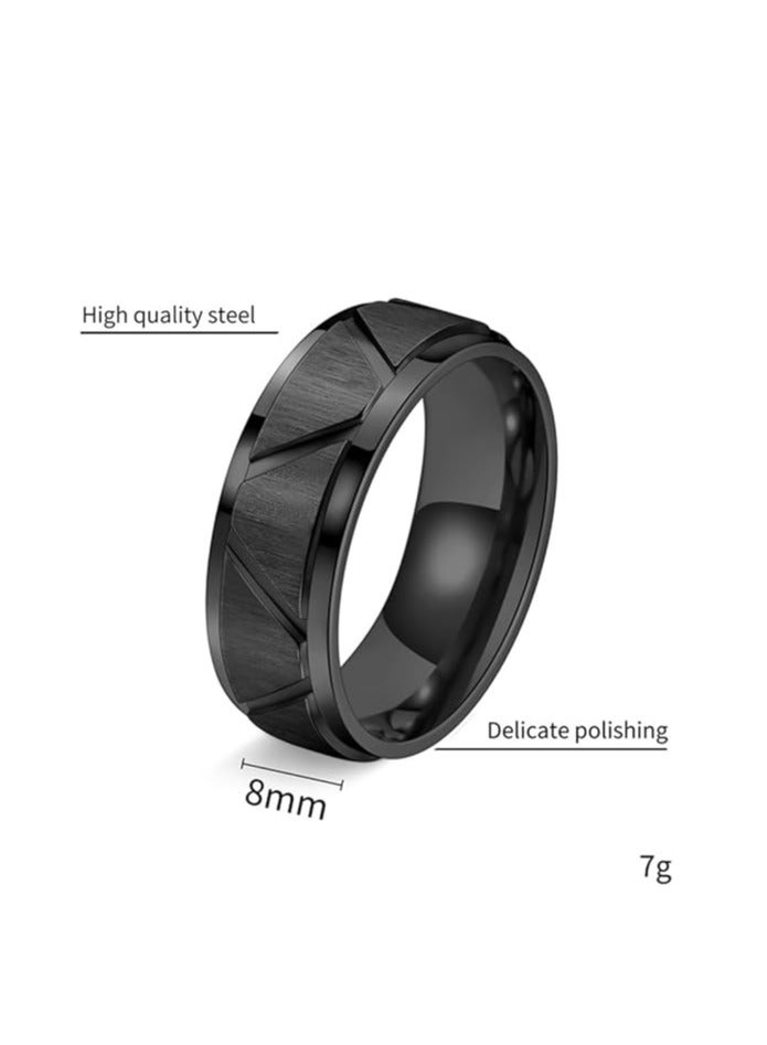 2-Pack Men's Twisted Titanium Steel Rings - Size 11, Vacuum Plated & Hand-Polished | Durable, Hypoallergenic, Modern Design - Image 2