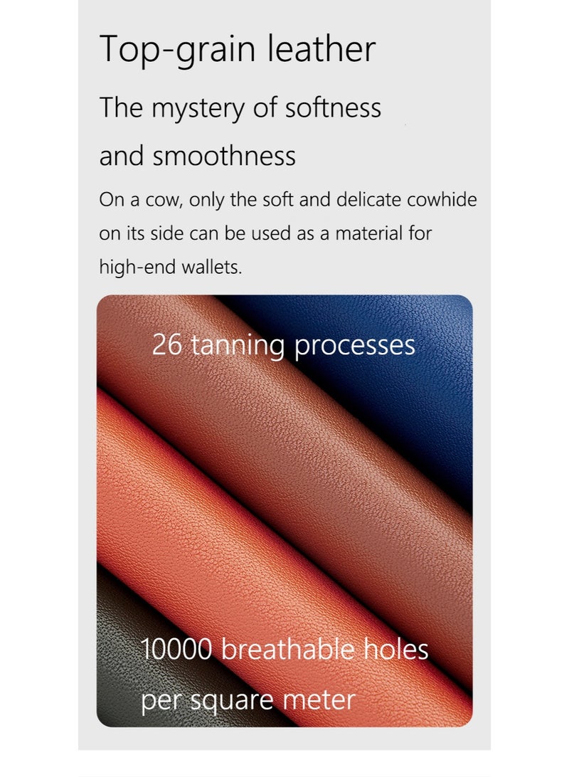 ويليامبولو WilliamPOLO الرجال الجلد الأصلي الأفقي محفظة قصيرة بسيطة فاخرة محفظة الشباب هدية لصديق - Image 4