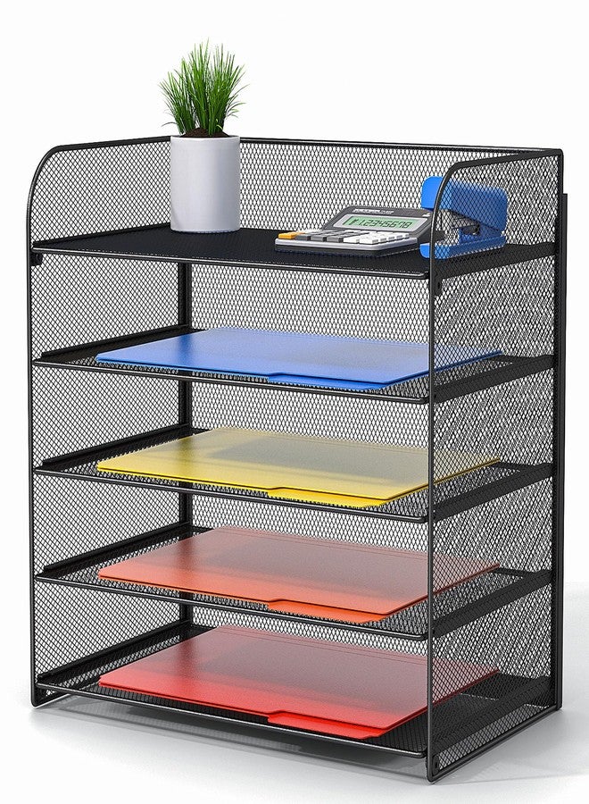 Vanulee A4/Legal/Letter Size，5 Tier Mesh Letter Tray File Organizer,15.2 x 9.5 x 13.4 inches,Office File Folder Holder,Space Saving,Black - Image 1