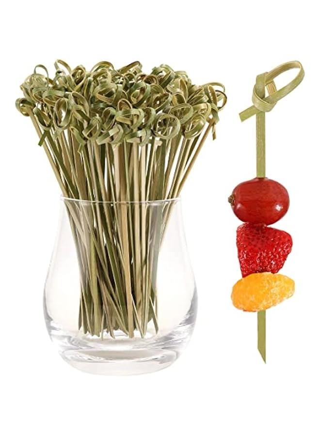 100 قطعة من اعواد الكوكتيل مقاس 4.7 انش للمقبلات، اسياخ من الخيزران الطبيعي، اعواد طعام صغيرة، اعواد اسنان فاخرة للمشروبات والفواكه والشاركوتيري، اكسسوارات تزيين الكوكتيل، لوازم الحفلات - Image 1