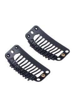 SWACC SWACC 100 Pcs U Shape Metailic Snap Clips ins for Hair Extension Hairpiece DIY Snap-Comb Wig Clips with Rubber (Black, 9-Teeth 6 Holes)  - Image 4