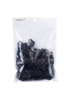 SWACC SWACC 100 Pcs U Shape Metailic Snap Clips ins for Hair Extension Hairpiece DIY Snap-Comb Wig Clips with Rubber (Black, 9-Teeth 6 Holes)  - Image 5