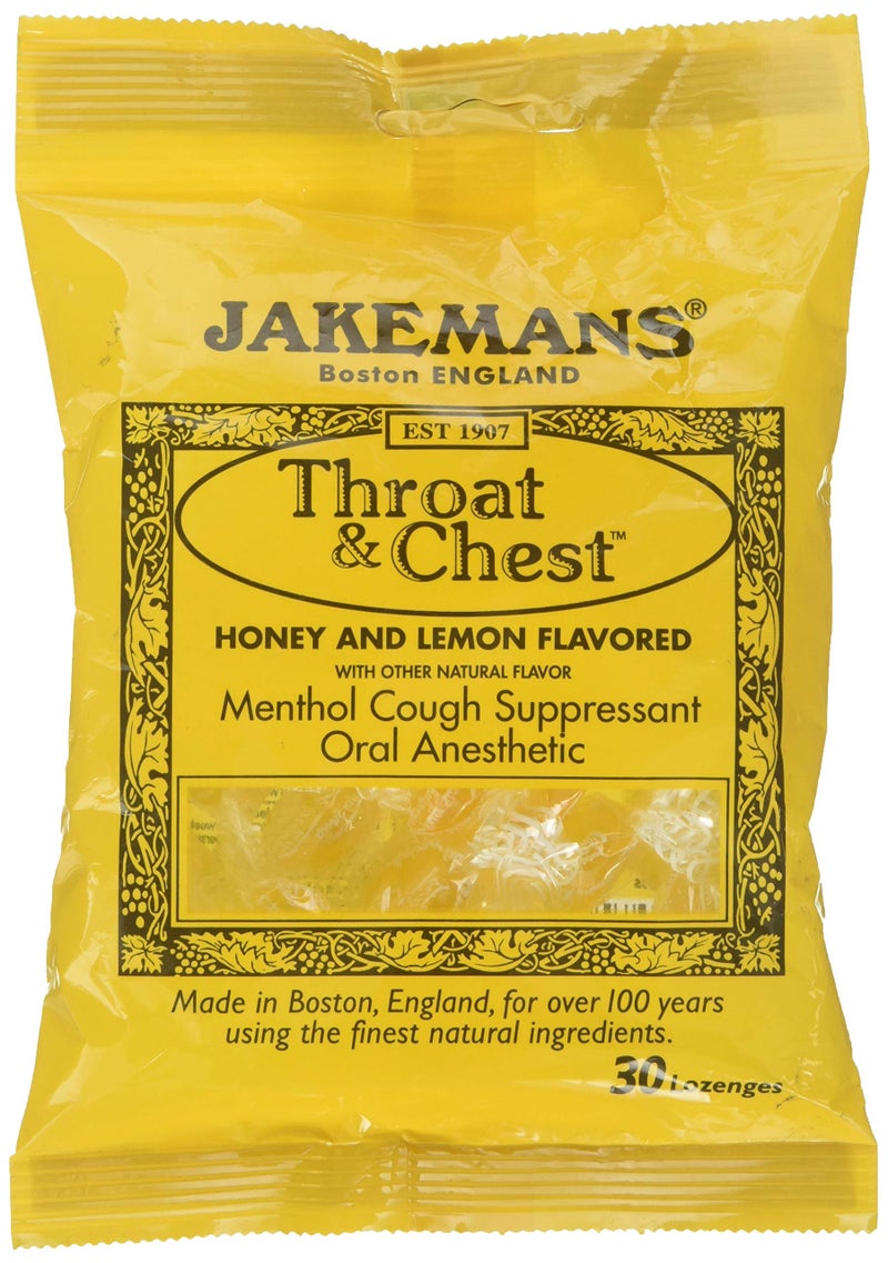 JAKEMANS Honey Lemon Menthol Throat Lozenges, 30 CT - Image 1