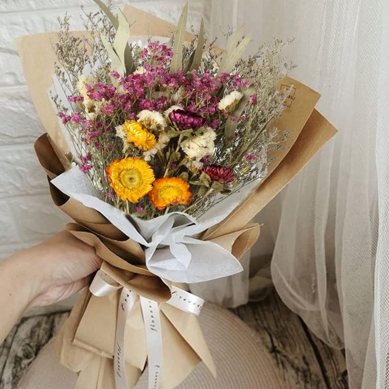 Dry flower bouquet, real flower, rose, cotton, Eucalyptus daisy, Nordic style, small and fresh living room, home decoration and ornaments Z07 - Image 5
