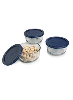 Round Glass Food Storage Containers With Blue Snugfit Lids (Bpa Free Glass Tempered Tough For Oven Microwave Fridge And Freezer) Clear Glass Blue Lids 2 Cup (Set Of 3) - pzsku/ZF033282C0E2A035D11F0Z/45/_/1686211916/d5cb4587-d73e-4b64-bfef-de917293486e