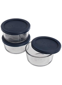 Round Glass Food Storage Containers With Blue Snugfit Lids (Bpa Free Glass Tempered Tough For Oven Microwave Fridge And Freezer) Clear Glass Blue Lids 2 Cup (Set Of 3) - pzsku/ZF033282C0E2A035D11F0Z/45/_/1686211922/54439d2a-c070-40f9-a3f4-c793378ceba2