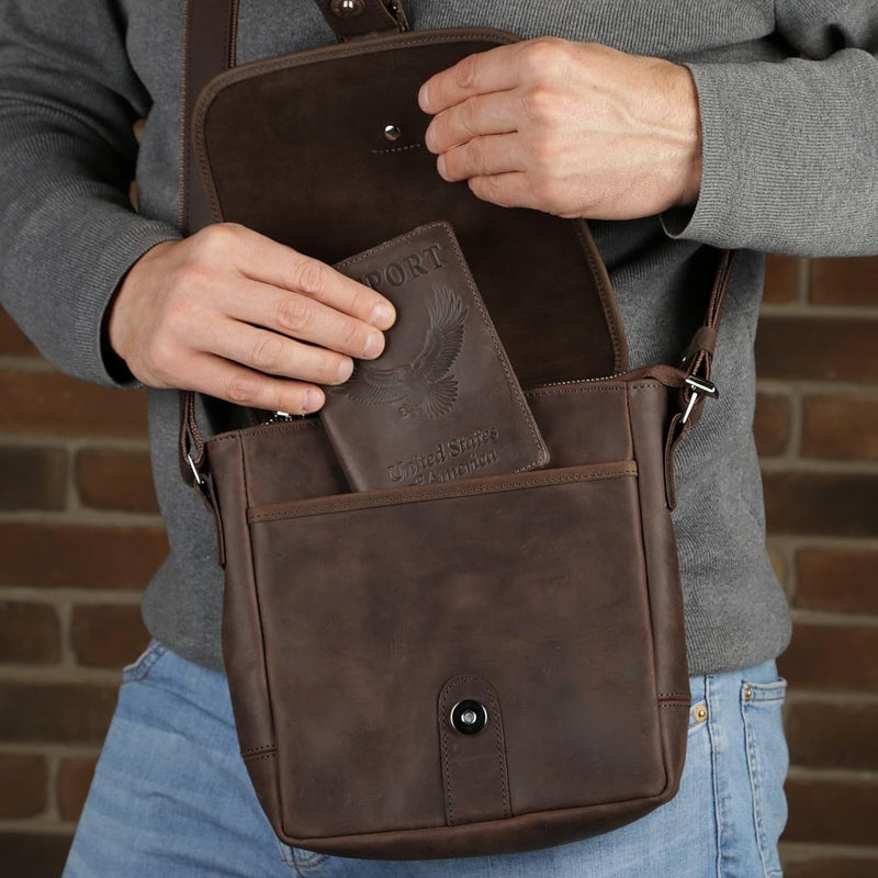 Shvigel Leather Passport Cover - Holder - for Men & Women - Passport Case (Z-Eagle Brown Vintage) - Image 4