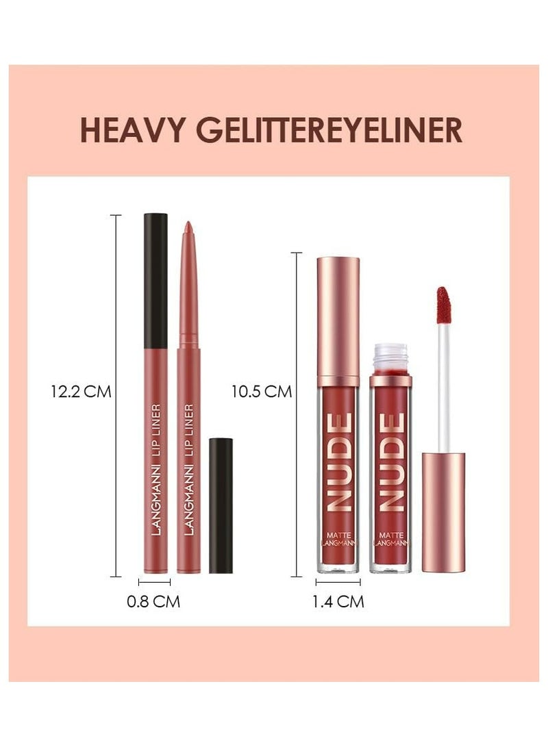 LANGMANNI مجموعة أحمر شفاه وقلم تحديد الشفاه 12 قطعة من لانغماني 6+6 عبر الحدود، مجموعة لمسة نهائية غير لاصقة - شديدة الشعبية! - Image 5