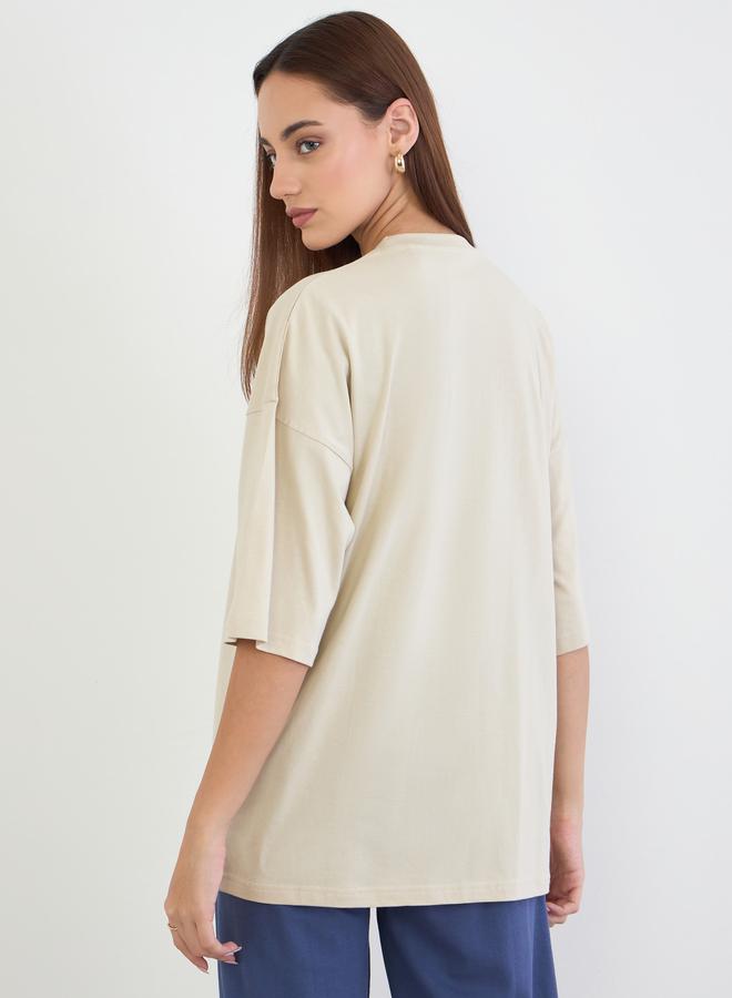 ستايلي تيشيرت واسع بطبعة كتابة - Image 4