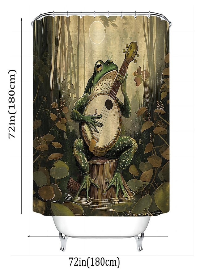 VODRM Frog Playing Banjo Shower Curtain- 72x72 Inch Whimsical Nature Bathroom Decor with 12 Hooks - Music and Art Curtains - Modern Country Rustic Decoration, Gifts Teen Adult Women - Image 3