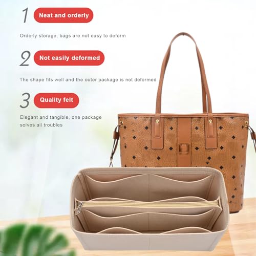 Lckaey purse insert for small tote bags woman felt insert organizer 3020khaki-S - Image 3