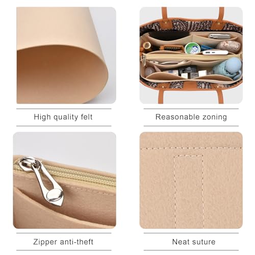Lckaey purse insert for small tote bags woman felt insert organizer 3020khaki-S - Image 5