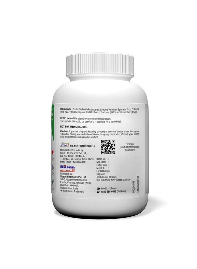 Rusan RuVega™ Perilla Oil Plant Based OMEGA-3 Fatty Acid Softgel Capsules (Pack of 1 (60 Count)) - Image 3