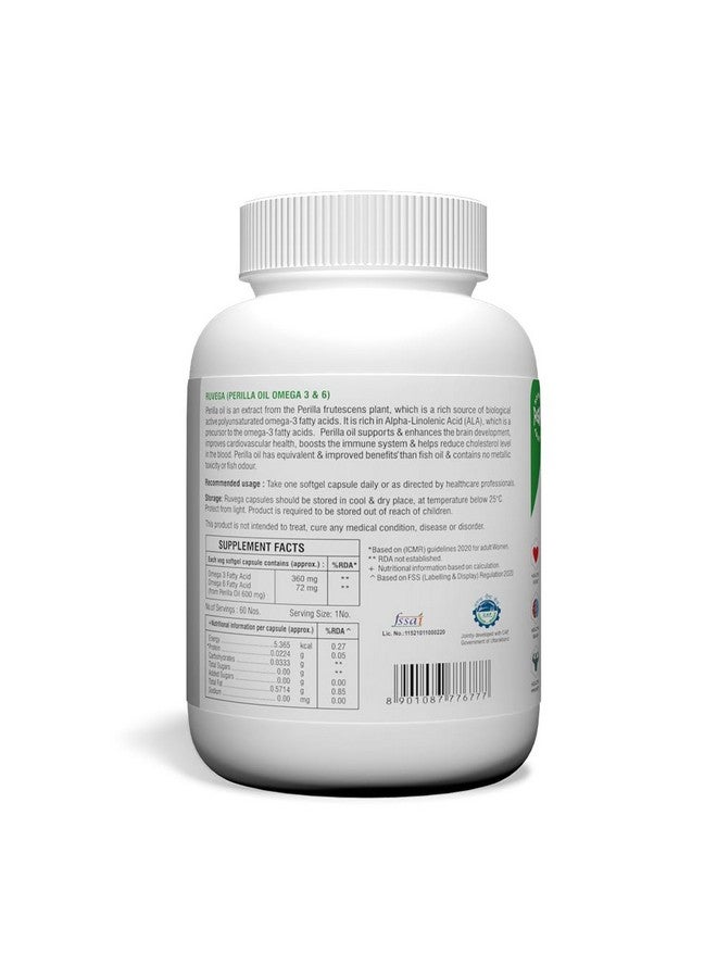 Rusan RuVega™ Perilla Oil Plant Based OMEGA-3 Fatty Acid Softgel Capsules (Pack of 1 (60 Count)) - Image 5
