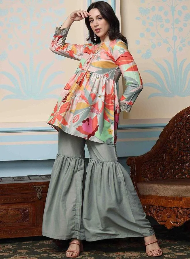 ISHIN Ishin Multi Floral Print Kurta and Pants Set