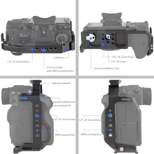 Leftfoto XH2/XH2S Camera Cage - Aluminum Rig with Arca Base,NATO Rail,ARRI Threads fits DJI RS Stabilizer-for FujiFilm X-H2/X-H2S Vlog Video Shooting - Image 3