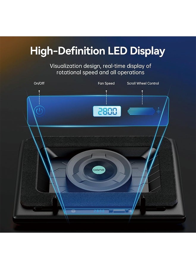 llano - llano V12 Notebook Press - air Cooling Fan with Adjustable Wind Speed - Classic Version without Lights (Computer Stand) - Image 1