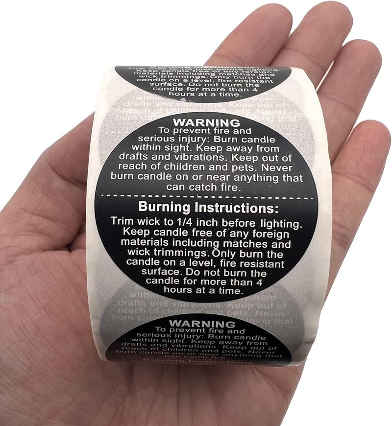 MYYZMY 1000pcs Candle Warning Labels, 1.5in Black Round Labels for Candle Jars & Containers - Image 5