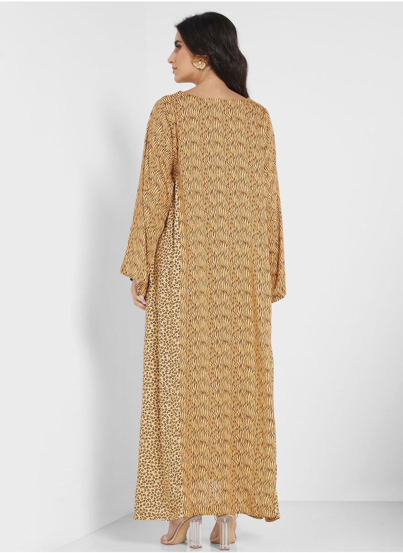 Nishat Linen - Printed Flared Sleeve Jalabiya - Image 1