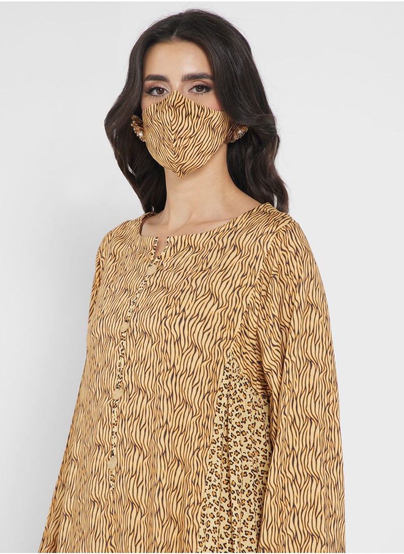 Nishat Linen - Printed Flared Sleeve Jalabiya - Image 1