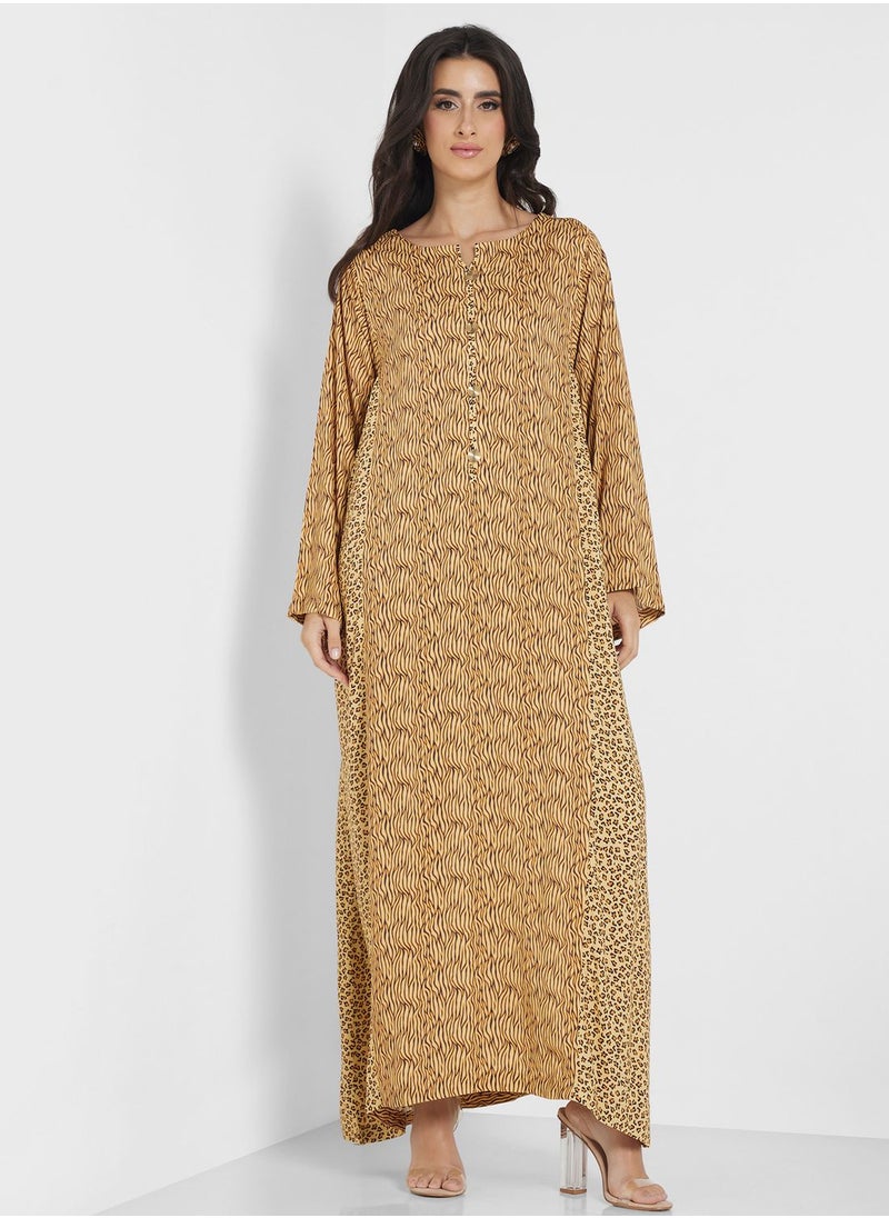 Nishat Linen - Printed Flared Sleeve Jalabiya - Image 1