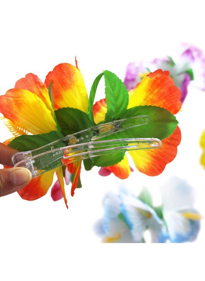 Teensery 6 Pcs Hibiscus Flower Hair Clips Hawaiian Beach Theme Artifical Flower Hair Accessories For Women Girls Costume Party Favors Random Color  - Image 4
