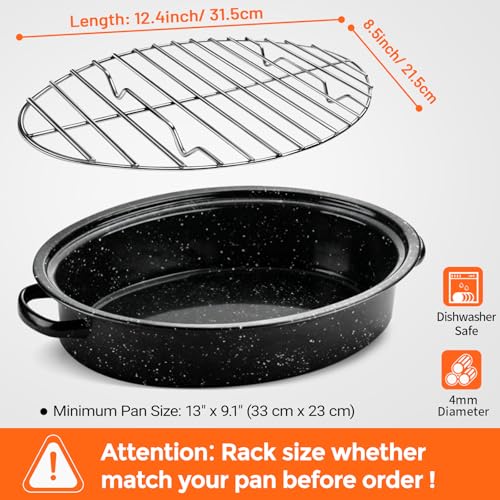 DePango Oval Turkey Roasting Rack,12 Inch Stainless Steel Rack for Thanksgiving Christmas Gifts, Non-Stick Wire Rack Safe for Thanksgiving Turkey, Roasting and Cooling - Image 3
