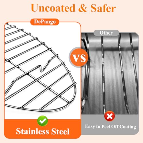 DePango Oval Turkey Roasting Rack,12 Inch Stainless Steel Rack for Thanksgiving Christmas Gifts, Non-Stick Wire Rack Safe for Thanksgiving Turkey, Roasting and Cooling - Image 2