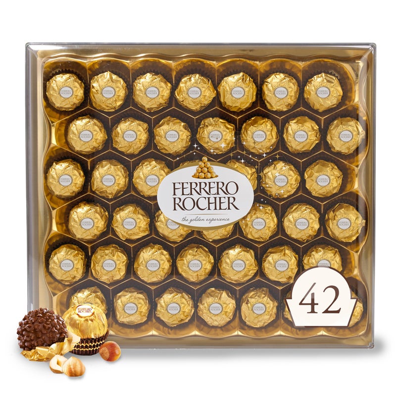 Ferrero Rocher, 42 Count, Premium Milk Chocolate Hazelnut, Chocolates for Gifting, 18.5 oz - Image 1