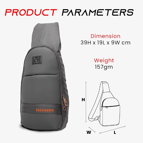 REDHORNS PU Leather Travel Crossbody Sling Bag for Men & Women with Anti-Theft Zipper, Adjustable Shoulder Bag, Waterproof Chest Bag Cross Body Backpack for Travel (Grey) - Image 3