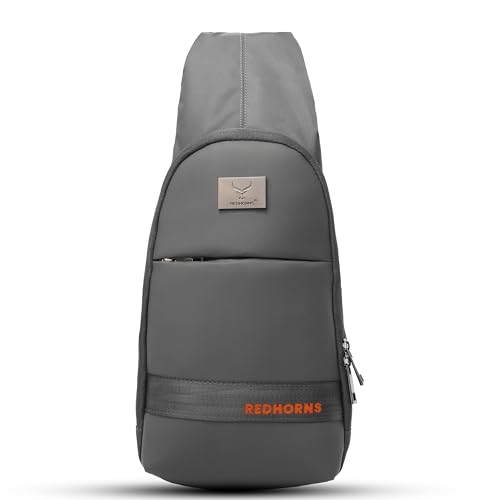 REDHORNS PU Leather Travel Crossbody Sling Bag for Men & Women with Anti-Theft Zipper, Adjustable Shoulder Bag, Waterproof Chest Bag Cross Body Backpack for Travel (Grey) - Image 1