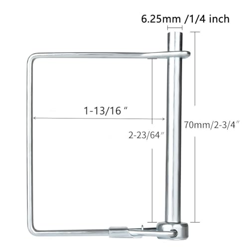 Comonc Square Pto Pin Shaft Locking Pin 1/4 pin Hitch pin Wire Lock Pin Safety Coupler Pin 1/4" x 2-3/4"for PTO,Farm,Lawn,Hitches,and Garden,10 PCS - Image 2