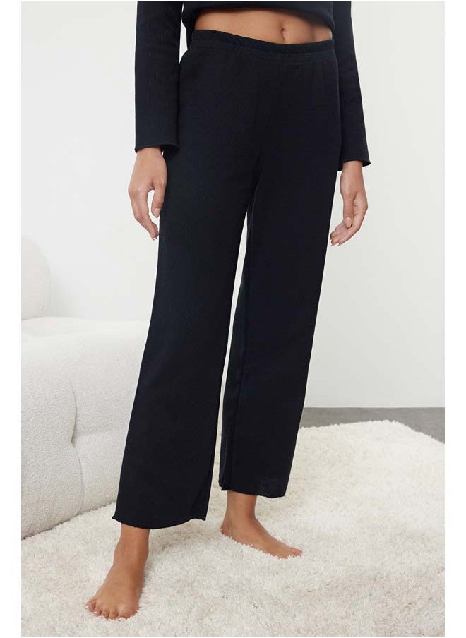 trendyol - Navy Blue Snap Button Detailed Waffle Fabric Knitted Pajama Set THMAW25PT00041 - Image 1