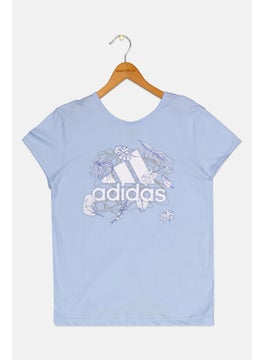 Adidas Kids Girl Sportswear Fit Graphic Print Outdoor Top, Lavender  - Image 1