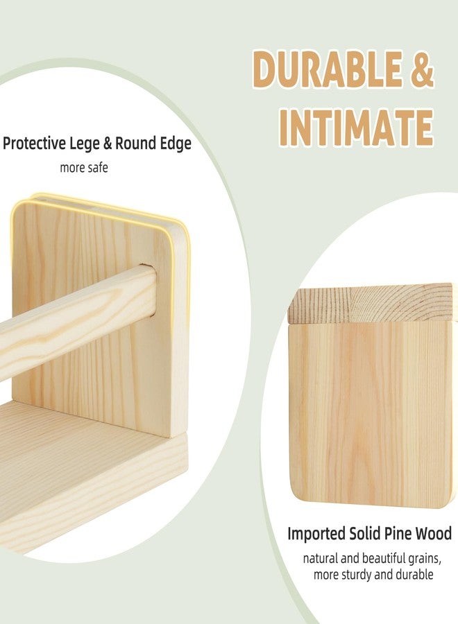 storenization Floating Book Shelves for Wall, 23.6 inch Natural Wood Nursery Shelves for Book Storage, Solid Pine Wooden Floating Bookshelf for Bedroom Living Room, Set of 3, Unfurnished - DIY - Image 2