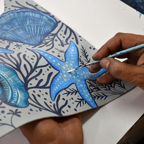 Anna by Anuschka Women's Original Leather Hand-Painted Two Fold Organizer Wallet Snap Button Closure, Credit Card Holder, ID Window, and Zippered Pocket, Sea Shells, One Size - Image 2