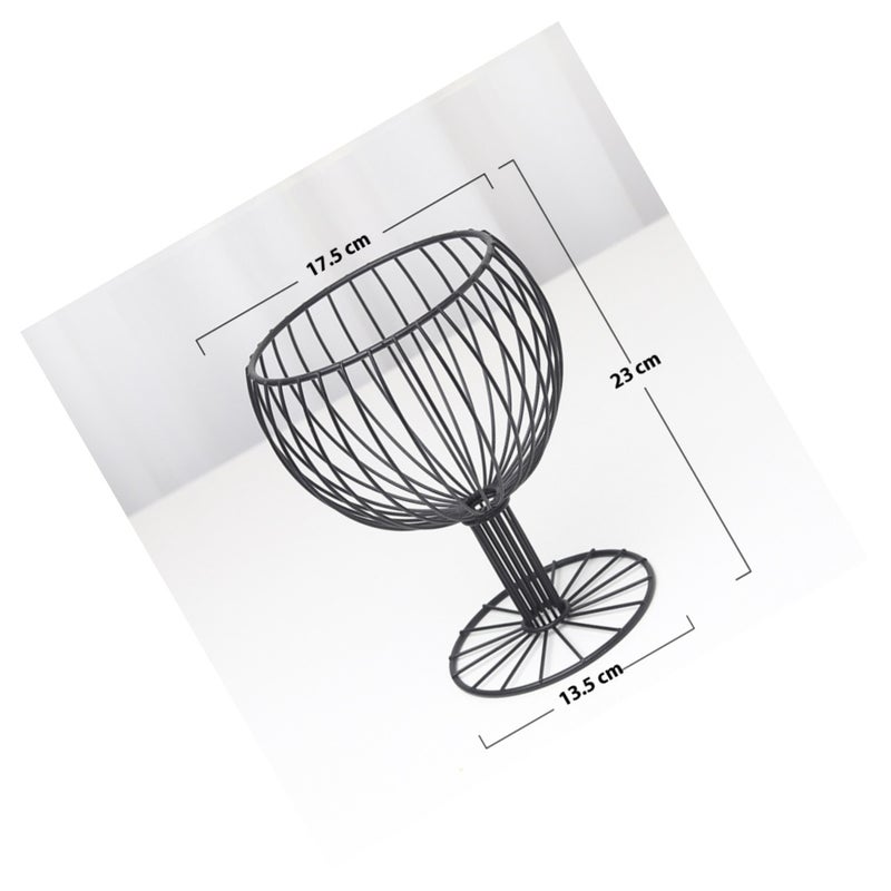 Glass Shape Multi-Functional Storage Fruit Basket Dessert Fruit Basket (Black) - Image 2