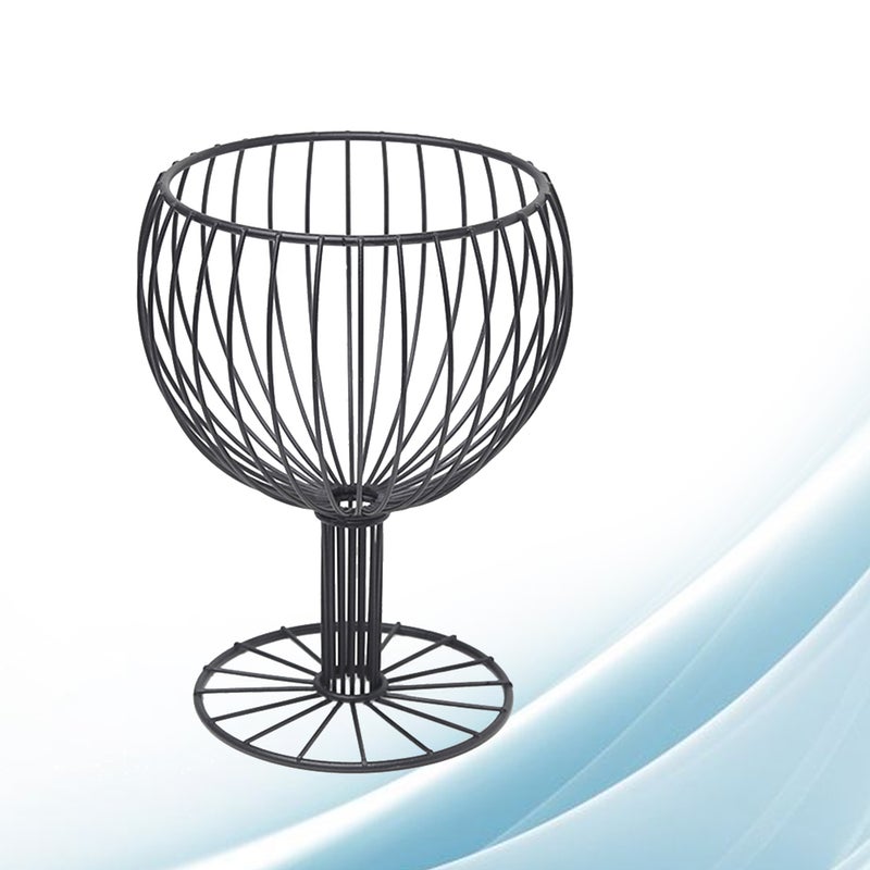 Glass Shape Multi-Functional Storage Fruit Basket Dessert Fruit Basket (Black) - Image 4