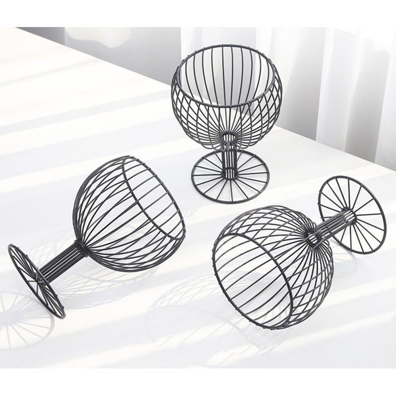 Glass Shape Multi-Functional Storage Fruit Basket Dessert Fruit Basket (Black) - Image 5
