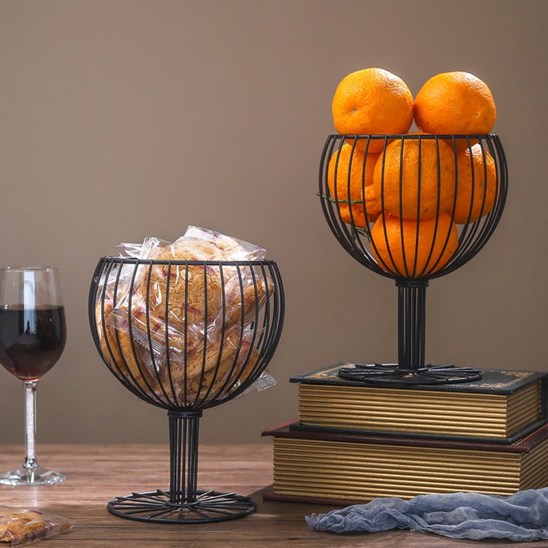 Glass Shape Multi-Functional Storage Fruit Basket Dessert Fruit Basket (Black) - Image 3