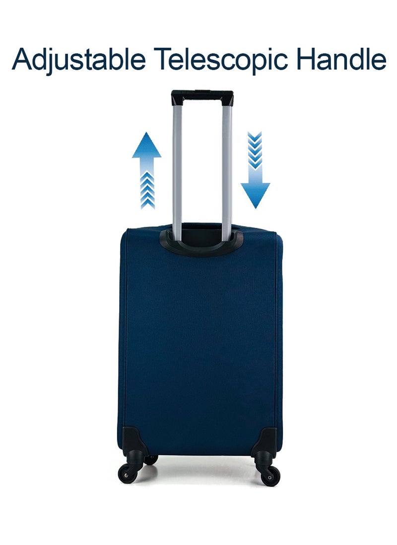 SAW & SEE 4-Piece Softside Expandable Luggage Set – Lightweight Travel Suitcase with Combination Lock, Anti-theft zipper, 360° Spinner Wheels, Durable Water proof Nylon-Cotton Fabric, Adjustable Telescopic Handle – Large, Big, Medium & Carry-On Trolley Suitcase Bags (20''/24''/28''/32") – DARK BLUE  - Image 4