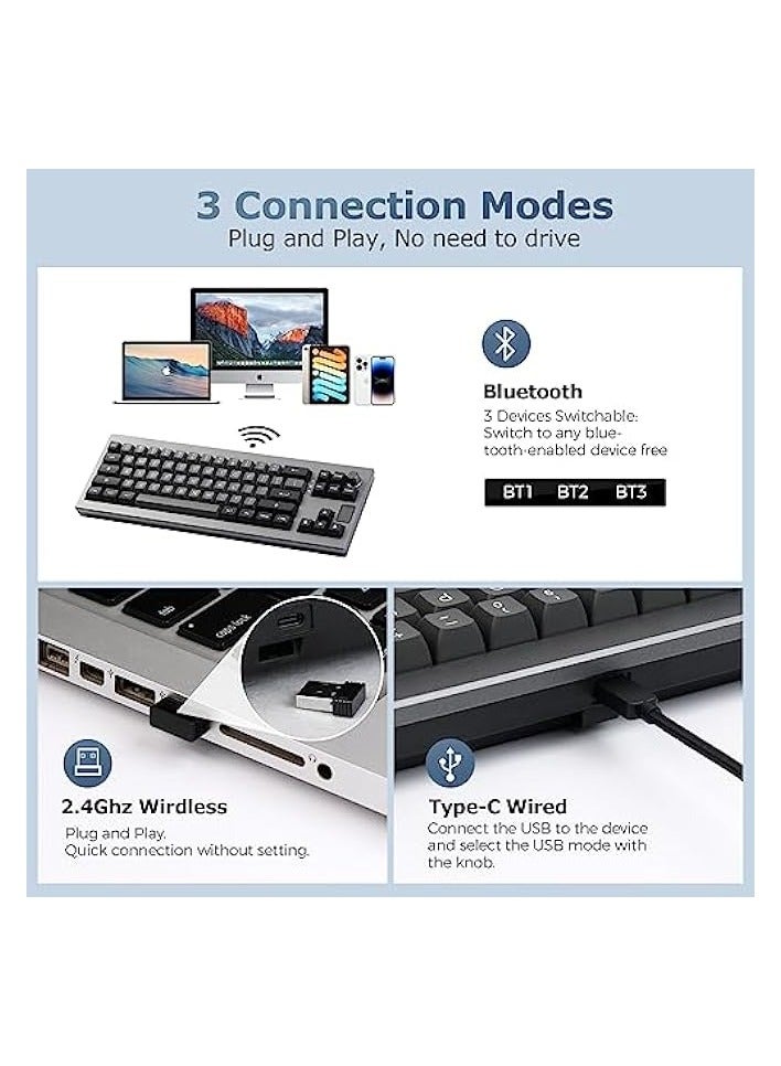 PROMASS Shadow-X Gasket Mechanical Keyboard, Hot Swappable 2.4ghz/Bluetooth/USB-C Wired Gaming Keyboard with Screen, 3000mAh Battery, Poron Foam, Silicon Pad for Win/macOS/Linux (Budgerigar Switch) - Image 5
