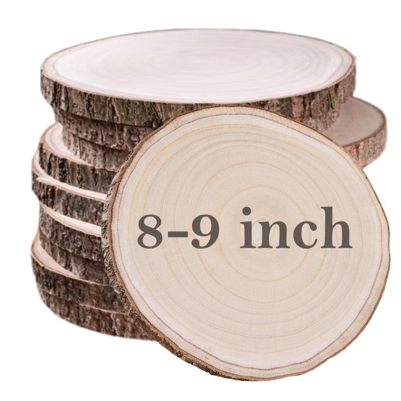 Ninekong 10 Pcs Natural Paulownia Wood Slices 8-9 Inches,Wood Slices for Centerpieces Table Decorations,Unfinished Rounds for Crafts, for Rustic Wedding Decoration Projects - Image 1